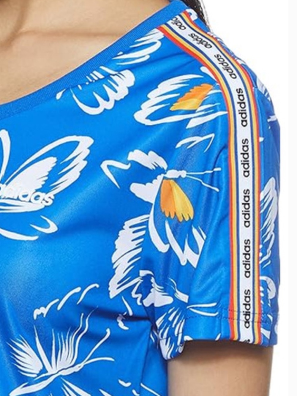 NWT Farm Rio x Adidas Blue Butterfly Retro Ringer Mini T-Shirt Dress XL - Picture 2 of 15